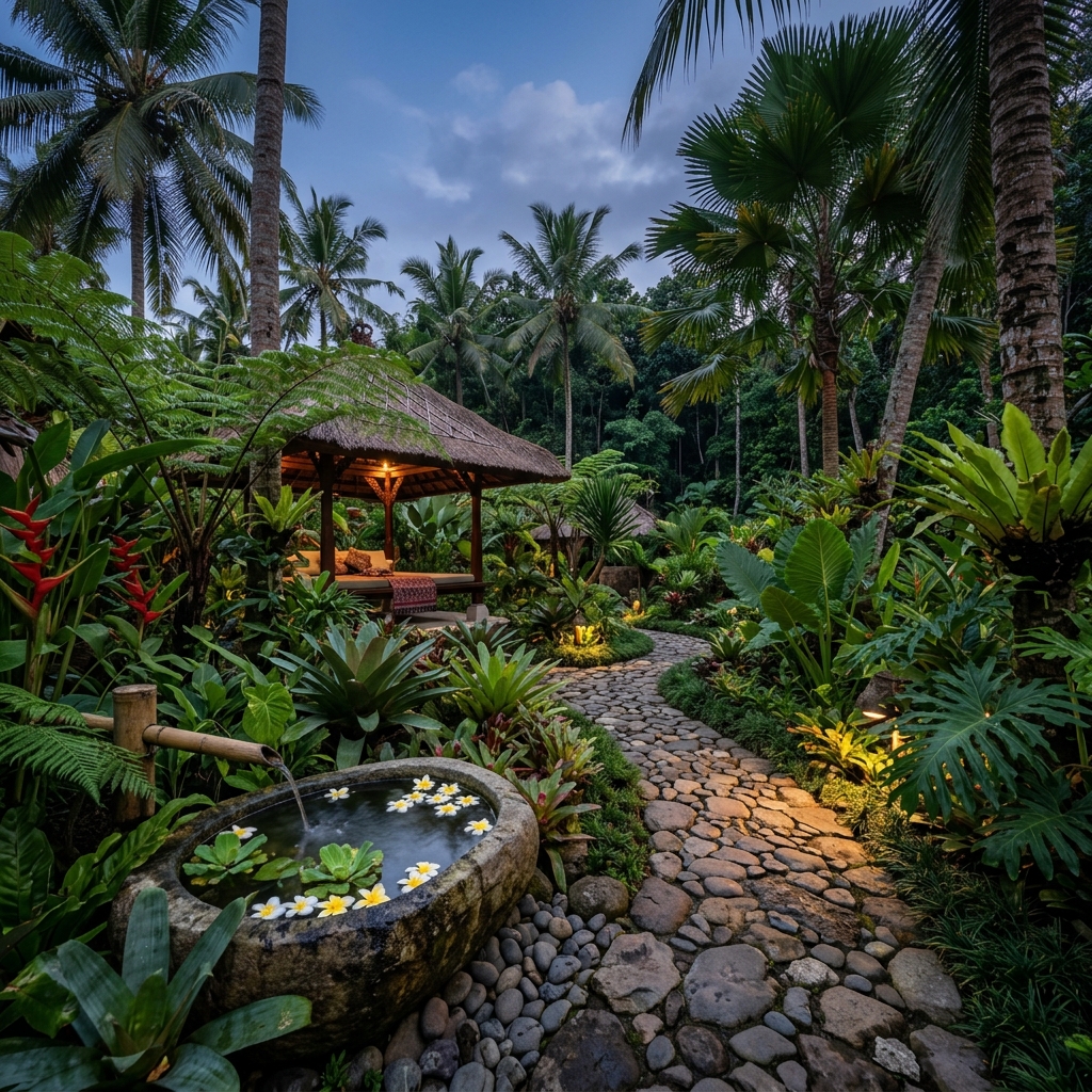 Yoga shala in Ubud Bali at dawn