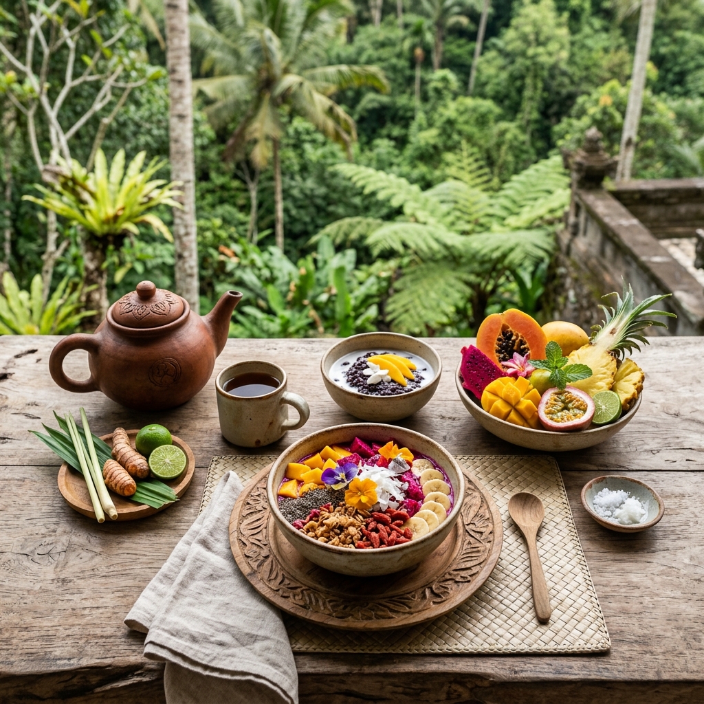 Organic breakfast and serene garden - setting for our 50H training