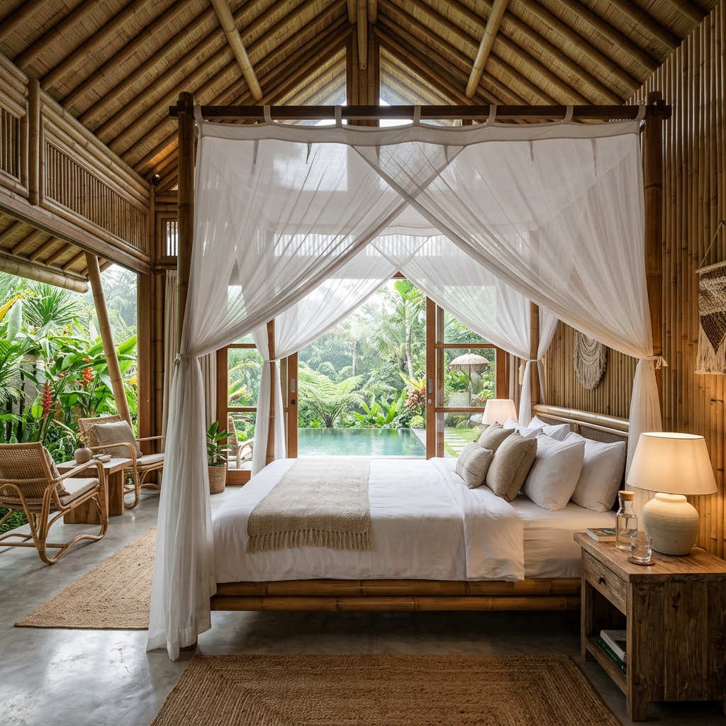Serene eco-villa study environment for our online course